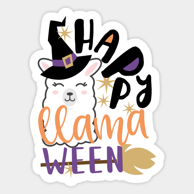 Halloween Funny Llama Costume Happy Llamaween - Halloween - Sticker | TeePublic